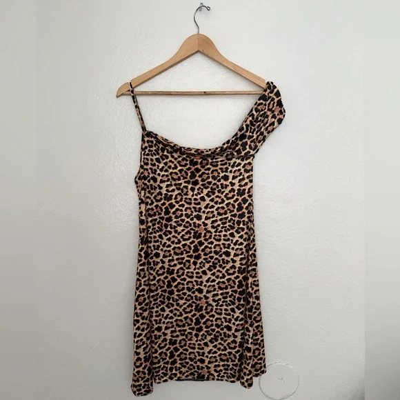 Nasty Gal Womens Twisted Asymmetrical Mini Dress - Leopard - Picture 3 of 14